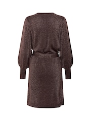 Kaffe Brown KAregina Long Sleeve Knit Belt Dress - Image 6 of 6