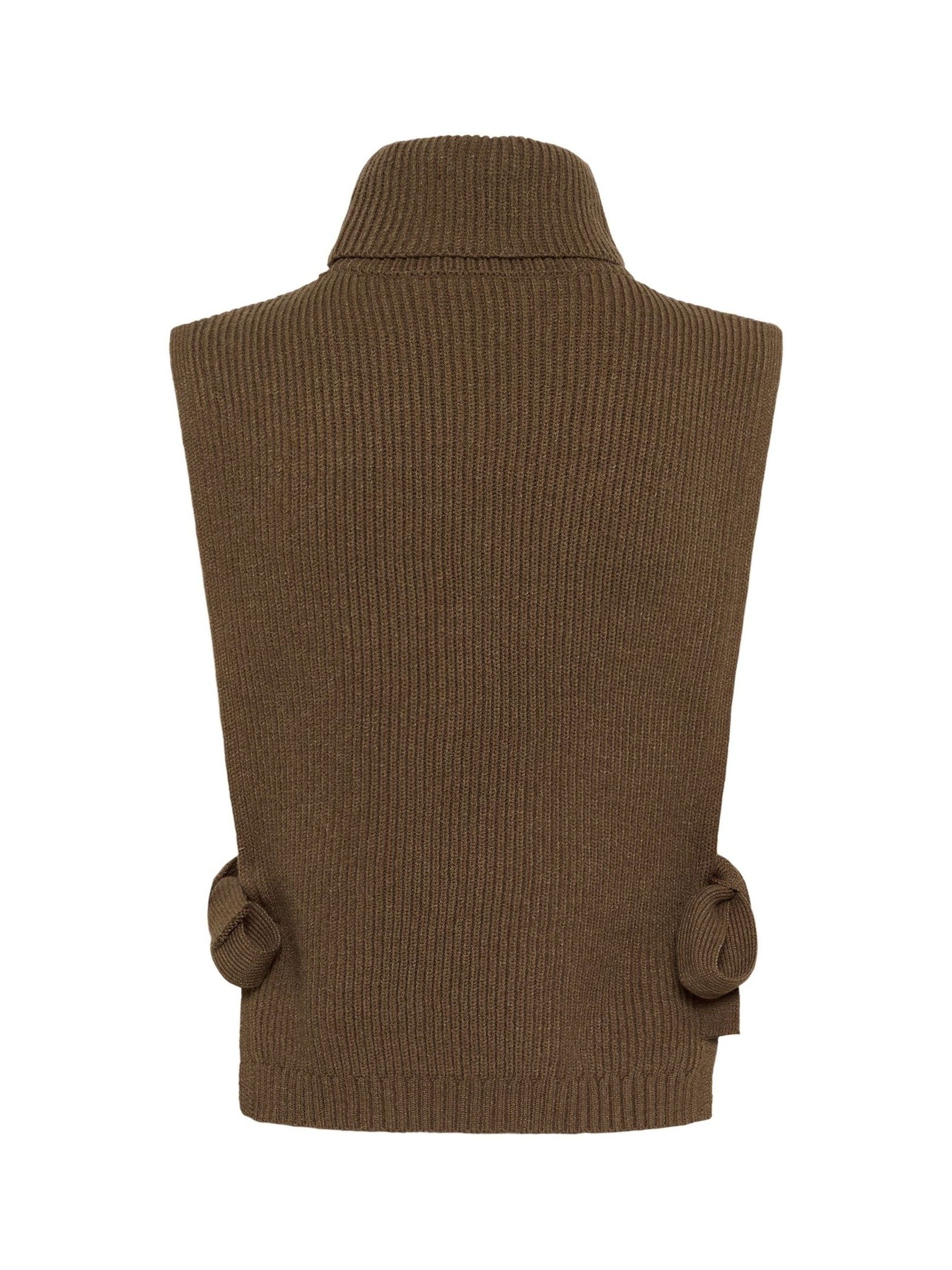 Buy Kaffe Brown KAsally Roll Neck Tie Sides Knit Vest from the