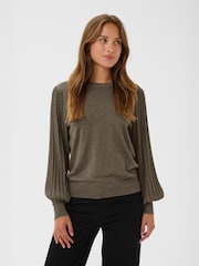 Kaffe KAlone Long Sleeve Knit Pullover Brown Jumper - Image 1 of 6