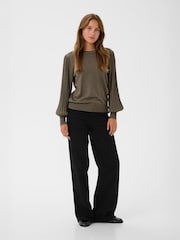 Kaffe KAlone Long Sleeve Knit Pullover Brown Jumper - Image 2 of 6