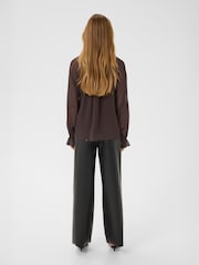 Kaffe Brown KAmila Tie Neck Chiffon Blouse - Image 4 of 6