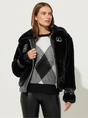 Star by Julien MacDonald Black Short Fur Coat - Image 1 of 5