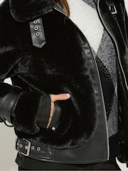 Star by Julien MacDonald Black Short Fur Coat - Image 4 of 5