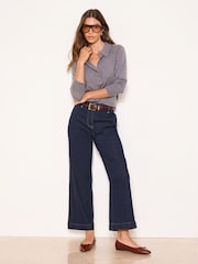 Lipsy Rinse Blue Wash Wide Crop Leg Jeans - Image 1 of 4