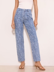 Floral Print Mid Wash Blue - Lipsy Τζιν ίσιας γραμμής με Κροπ πόδι - Εικόνα 1 από 4