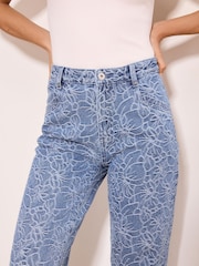 Floral Print Mid Wash Blue - Lipsy Τζιν ίσιας γραμμής με Κροπ πόδι - Εικόνα 2 από 4