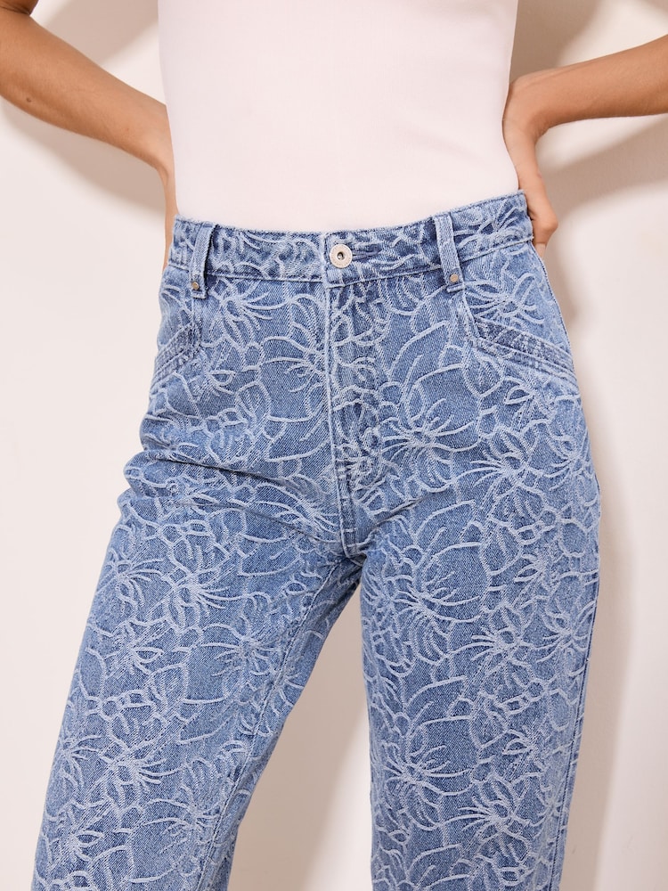 Floral Print Mid Wash Blue - Lipsy Τζιν ίσιας γραμμής με Κροπ πόδι - Εικόνα 2 από 4