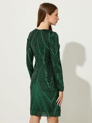 Star by Julien MacDonald Green Sequin Deco Dress - Image 3 of 5