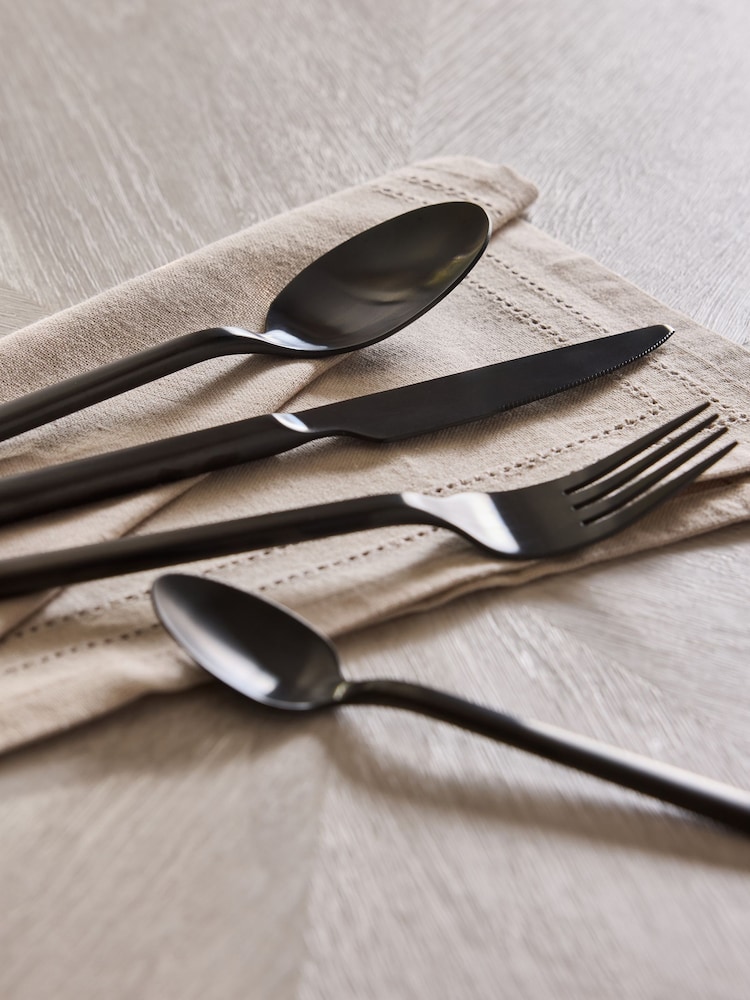 Black Hampton 16 Piece Stainless Steel Cutlery Set - Image 2 of 3 Black Hampton 16 Piece Stainless Steel Cutlery Set - Image 2 of 3