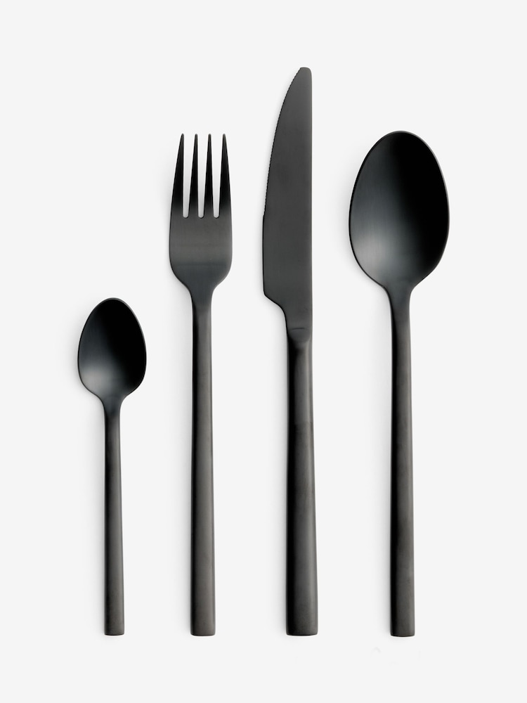 Black Hampton 16 Piece Stainless Steel Cutlery Set - Image 3 of 3 Black Hampton 16 Piece Stainless Steel Cutlery Set - Image 3 of 3