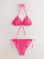 self. Pink Tie Side Crinkle Bikini Bottoms - Image 5 of 11