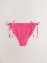 self. Pink Tie Side Crinkle Bikini Bottoms - Image 8 of 11