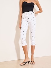 Белый черный с принтом в горошек - Джинсовые капри с карманами Lipsy Glam - Изображение 2 6