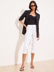 Белый черный с принтом в горошек - Джинсовые капри с карманами Lipsy Glam - Изображение 3 6