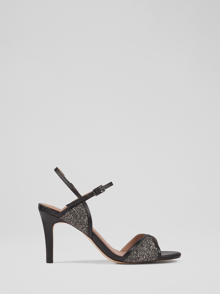 LK Bennett Black Estelle Crystal Detail Heel Sandals - Image 1 of 4 LK Bennett Black Estelle Crystal Detail Heel Sandals - Image 1 of 4