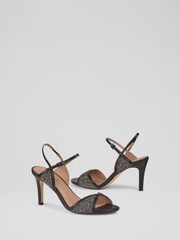 LK Bennett Black Estelle  Crystal Detail Heel Sandals - Image 3 of 4
