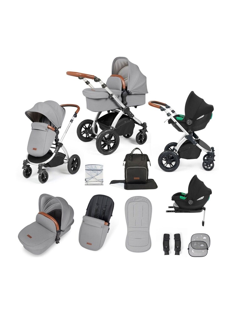 Ickle Bubba 12 Piece Pearl Grey Stomp Luxe Travel System with iSize Cirrus Car Seat - Image 1 of 5