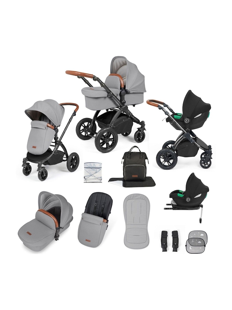 Ickle Bubba 12 Piece Pearl Grey Stomp Luxe Travel System with iSize Cirrus Car Seat - Image 1 of 5