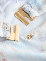 Pastel Blue Shell Wide Strap Tummy Control Bandeau Tankini Top - Image 7 of 8