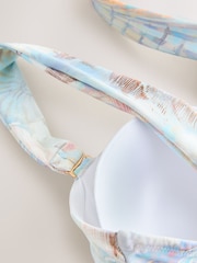 Pastel Blue Shell Wide Strap Tummy Control Bandeau Tankini Top - Image 8 of 8