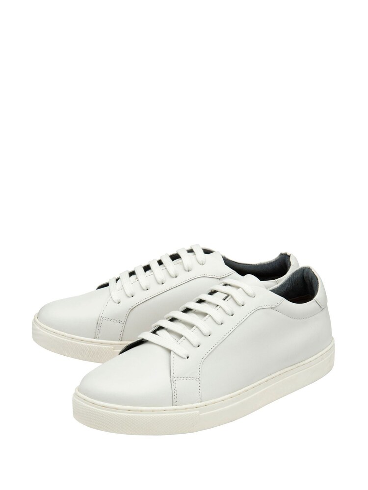 Frank Wright White Leather Lace-Up Trainers - Image 2 of 4 Frank Wright White Leather Lace-Up Trainers - Image 2 of 4