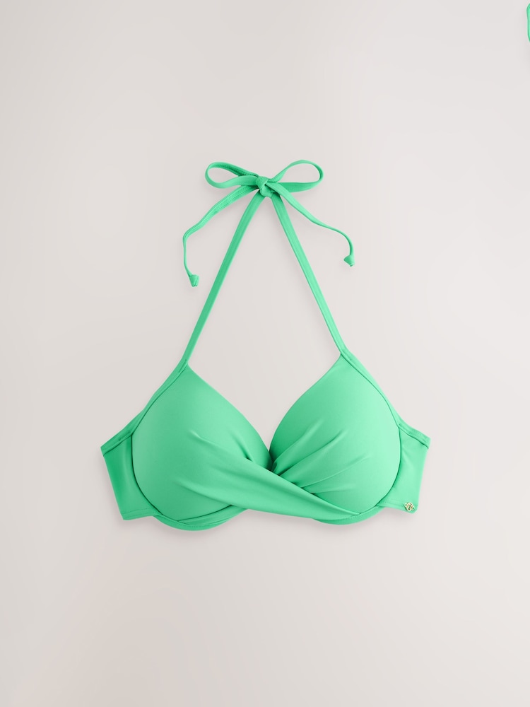 Green Padded Wired Plunge Bikini Top - Image 1 of 3