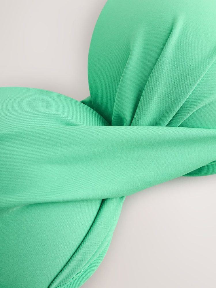 Green Padded Wired Plunge Bikini Top - Image 2 of 3