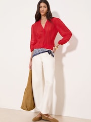 Rot - Lipsy 3/4 Sleeve Grandad Blouse - Bild 3 von 4