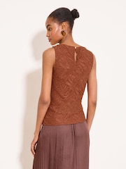 Lipsy Brown Textured Hardware Detail Top - Image 4 of 4