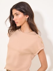 Κάμελ - Lipsy T-Shirt με στρογγυλή λαιμόκοψη - Εικόνα 3 από 4