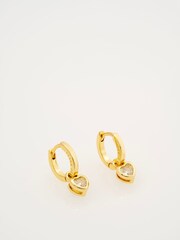 Ted Baker Gold Tone Harper: Mini Crystal Heart Huggie Earrings - Image 1 of 4