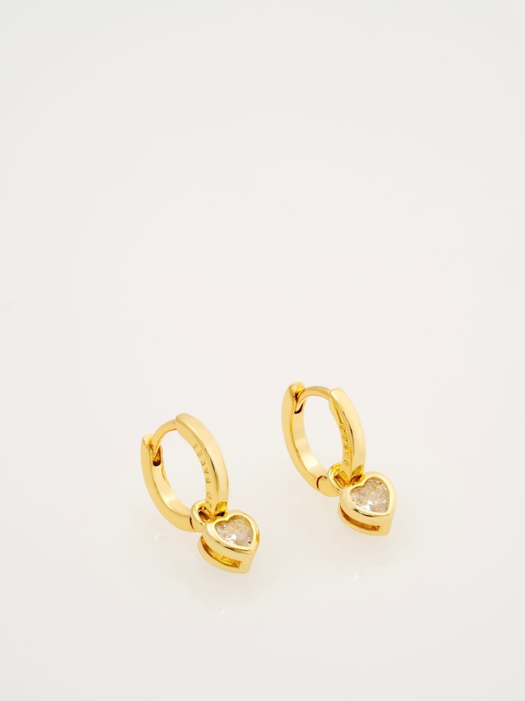 Ted Baker Gold Tone Harper: Mini Crystal Heart Huggie Earrings - Image 1 of 4