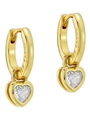 Ted Baker Gold Tone Harper: Mini Crystal Heart Huggie Earrings - Image 2 of 4