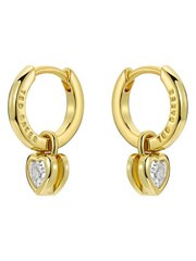 Ted Baker Gold Tone Harper: Mini Crystal Heart Huggie Earrings - Image 3 of 4
