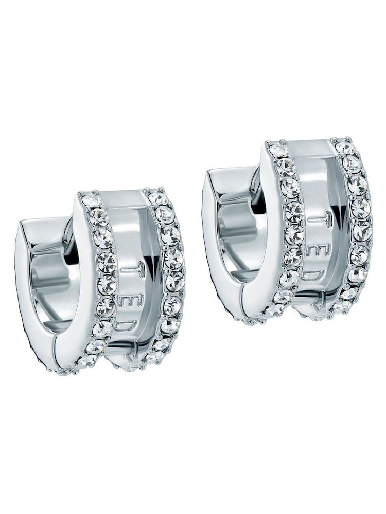 Ted Baker Silver Tone Rosie: Crystal Roll Huggie Earrings - Image 1 of 5 Ted Baker Silver Tone Rosie: Crystal Roll Huggie Earrings - Image 1 of 5