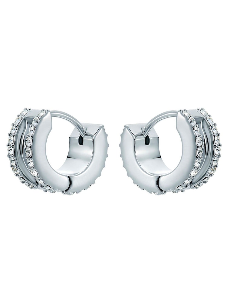 Ted Baker Silver Tone Rosie: Crystal Roll Huggie Earrings - Image 2 of 5 Ted Baker Silver Tone Rosie: Crystal Roll Huggie Earrings - Image 2 of 5