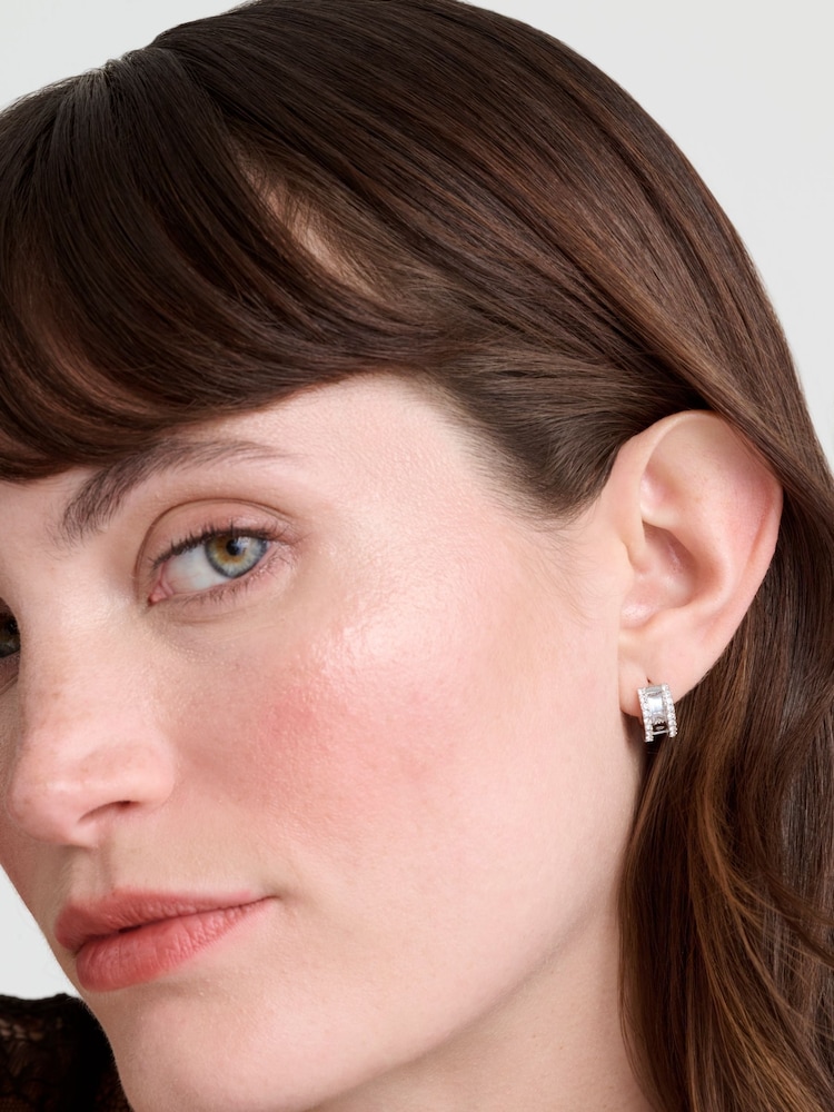 Ted Baker Silver Tone Rosie: Crystal Roll Huggie Earrings - Image 5 of 5 Ted Baker Silver Tone Rosie: Crystal Roll Huggie Earrings - Image 5 of 5