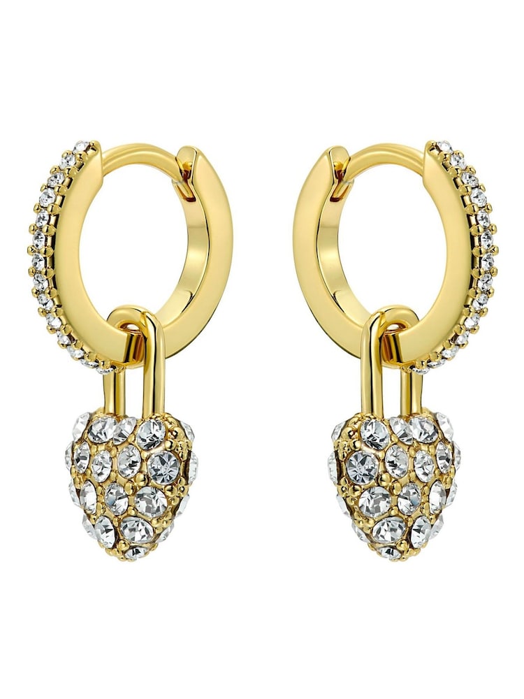 Ted Baker Gold Tone Pari: Pave Crystal Padlock Huggie Earrings - Image 2 of 4 Ted Baker Gold Tone Pari: Pave Crystal Padlock Huggie Earrings - Image 2 of 4
