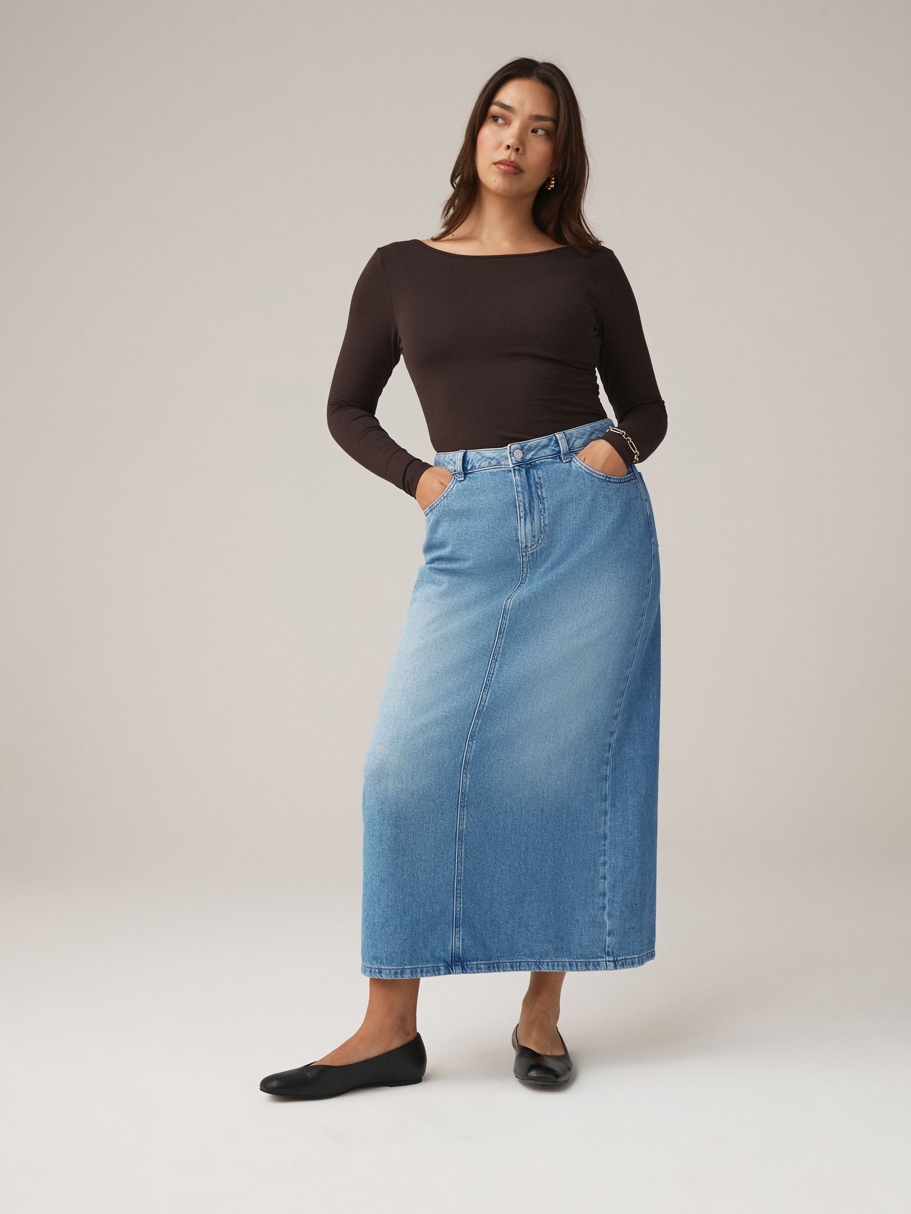 Buy Light Blue Hourglass Maxi Column Denim Skirt from Next Canada