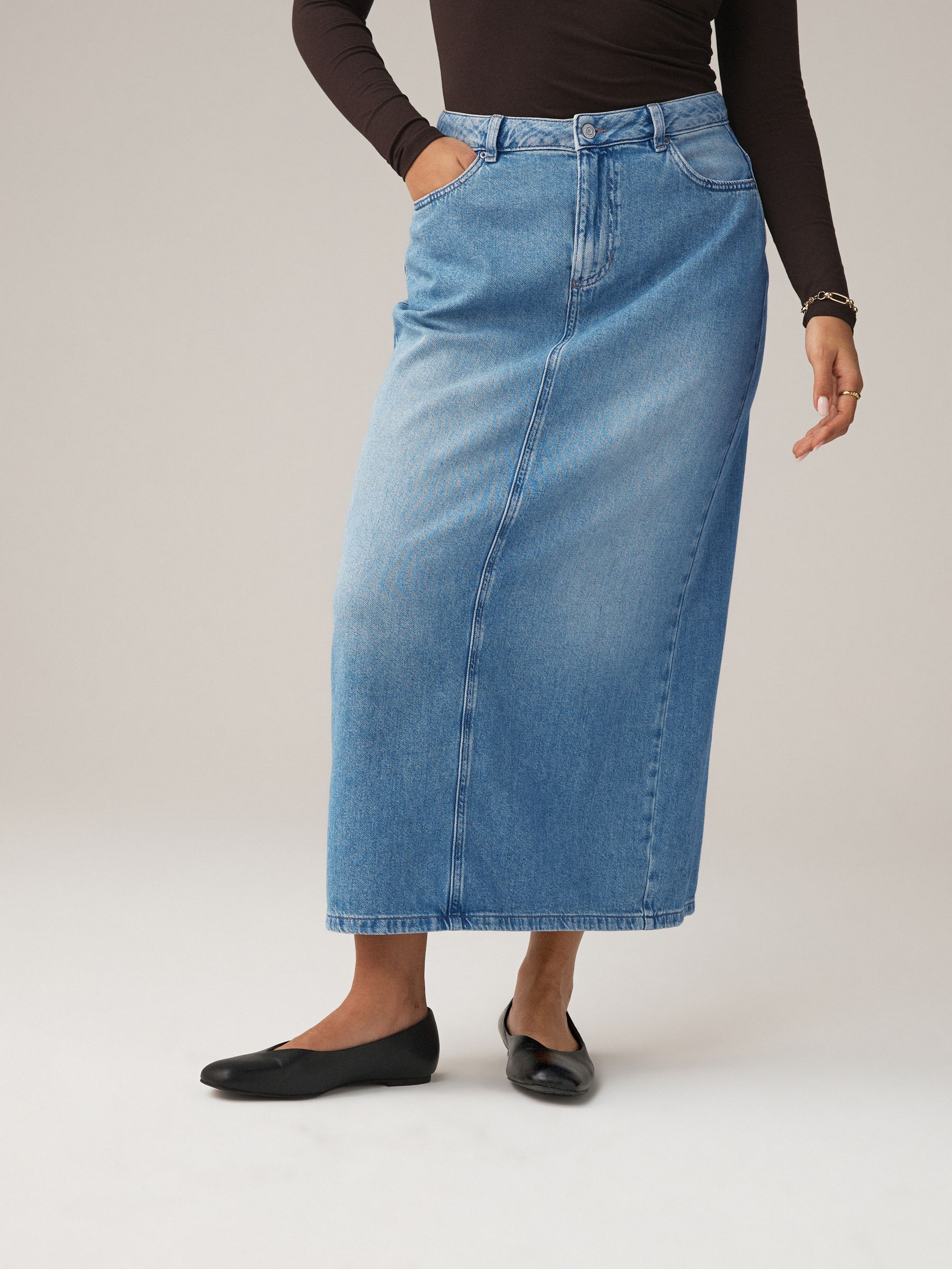Buy Light Blue Hourglass Maxi Column Denim Skirt from Next USA