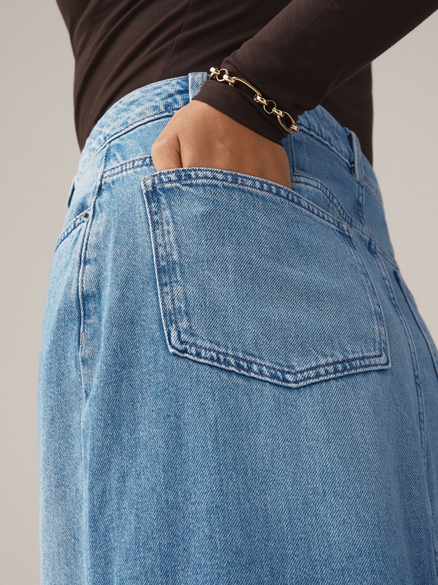 Buy Light Blue Hourglass Maxi Column Denim Skirt from Next USA