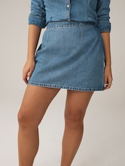 Mid Blue Mini Hourglass Denim Skirt - Image 2 of 5