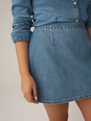 Mid Blue Mini Hourglass Denim Skirt - Image 3 of 5