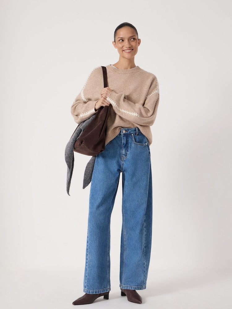 Hush Light Blue Saskia Textured Straight Leg Jeans - Image 2 of 7 Hush Light Blue Saskia Textured Straight Leg Jeans - Image 2 of 7