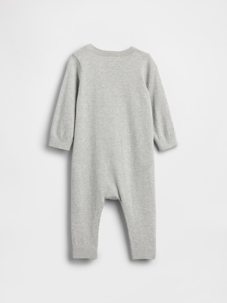 Gap Grey Brannan Bear Heart Knitted One Piece (0-24mths) - Image 2 of 2
