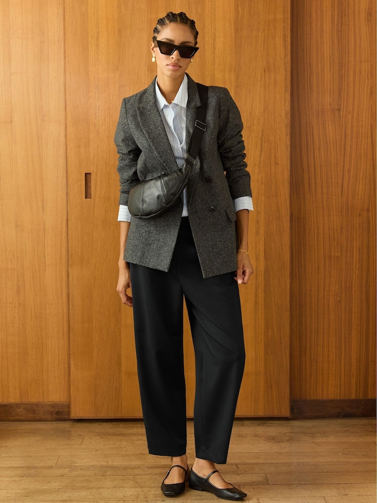 Baukjen Evora Wool Blend Barrel Leg Black Trousers - Image 1 of 4 Baukjen Evora Wool Blend Barrel Leg Black Trousers - Image 1 of 4