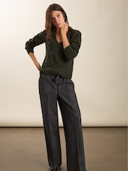 Baukjen Green Emmeline Wool Blend V-Neck Jumper - Image 1 of 5