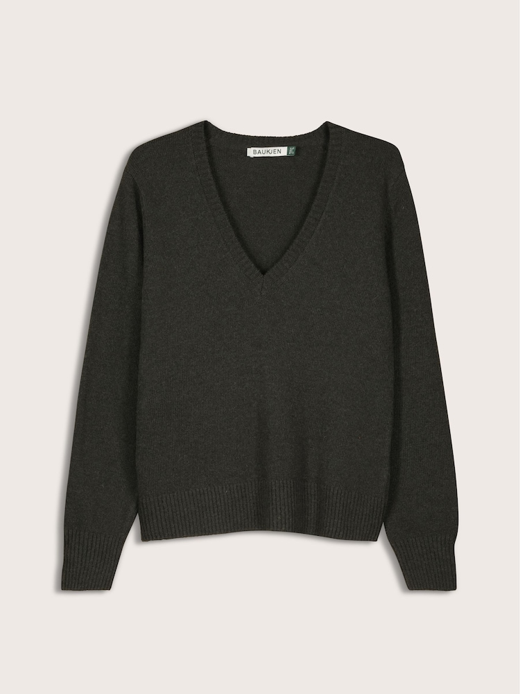 Baukjen Green Emmeline Wool Blend V-Neck Jumper - Image 5 of 5