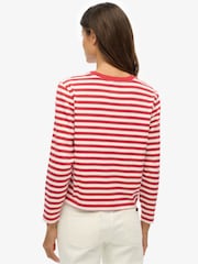 Superdry Red Country Club Long Sleeve Stripe Top - Image 2 of 7