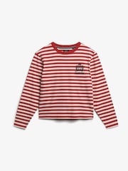 Superdry Red Country Club Long Sleeve Stripe Top - Image 6 of 7